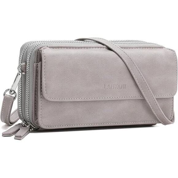 UNBRAND Handbags - Women Grey Imported Faux Leather Crossbody Wallet With Phone Pocket Purse Bags